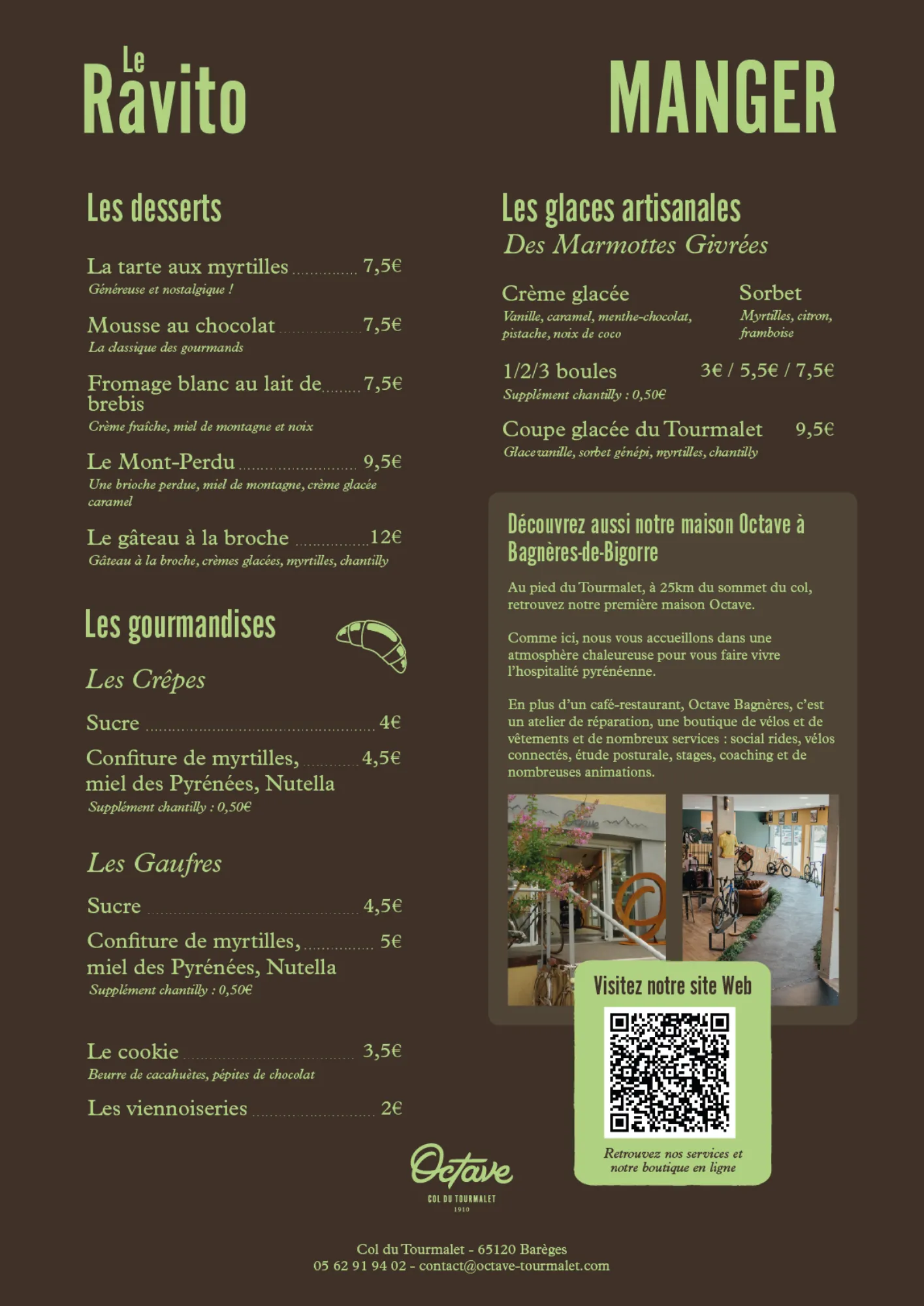 solide 2 • carte café maison octave tourmalet Solide • carte café restaurant octave maison du col début été 2025